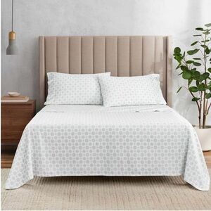 WelHome 320 Thread Count 4-piece Cotton-rich Sheet Set, Blue/White Stripe, NWT